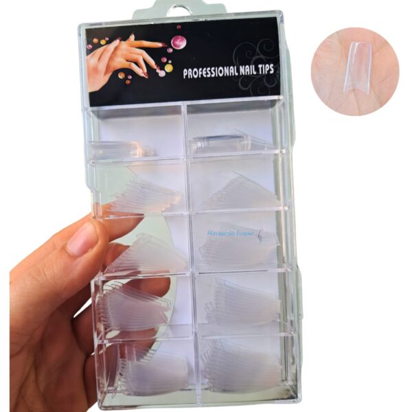 A38-Uñas tips Transparentes x100 Con Sonrisa