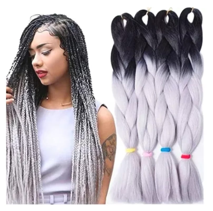 Kanekalon Negro Con Gris