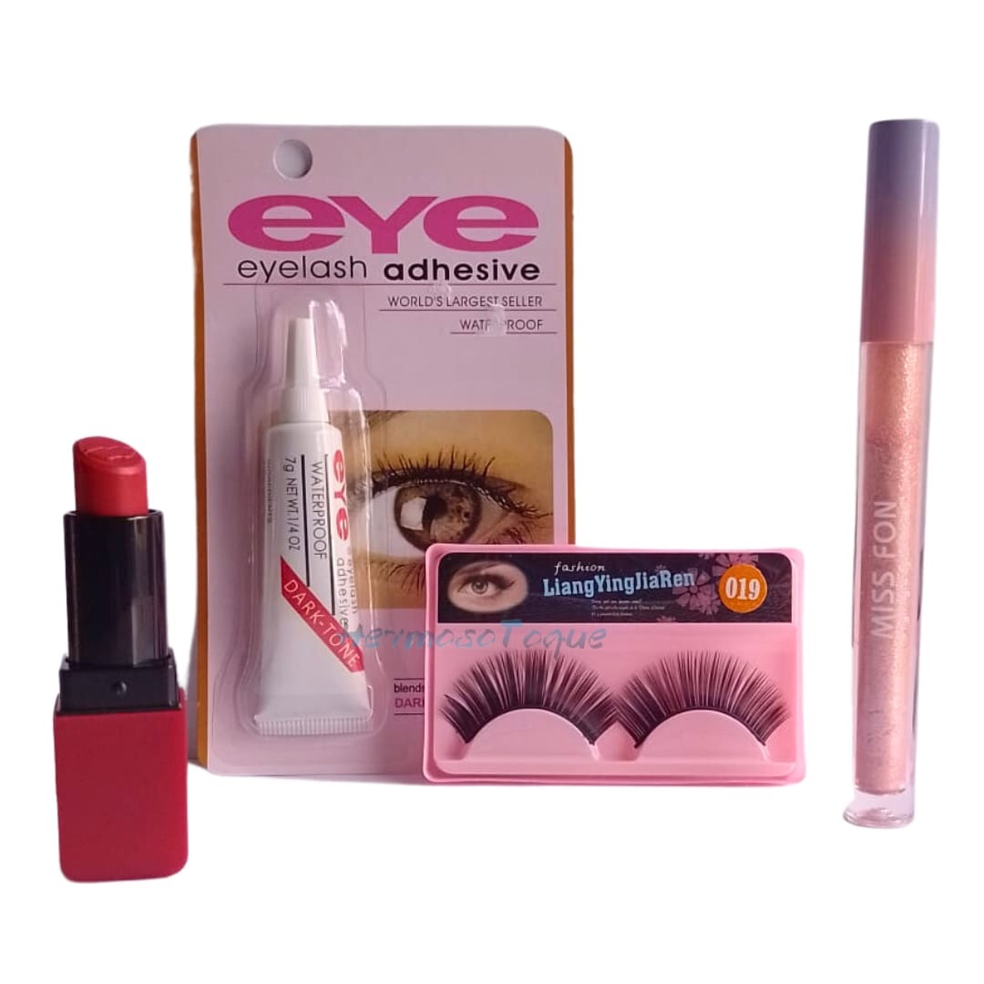 Kit Pestañas, Sombra Metalizada y Labial Matte Intenso